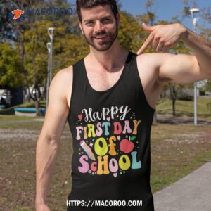 back to school teacher student happy first day of school kid shirt tank top