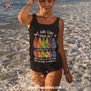 back to school teacher we are like a box of crayons shirt tank top 3 1