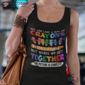 back to school teacher we are like a box of crayons shirt tank top 4 1