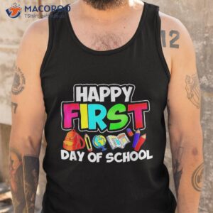 back to school teachers kids boys happy first day of shirt tank top 1