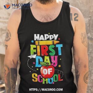 back to school teachers kids child happy first day of shirt tank top