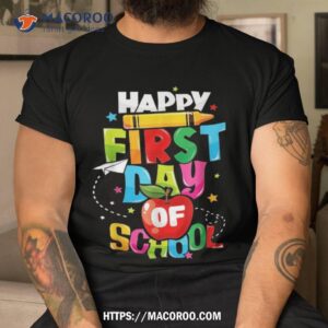 back to school teachers kids child happy first day of shirt tshirt