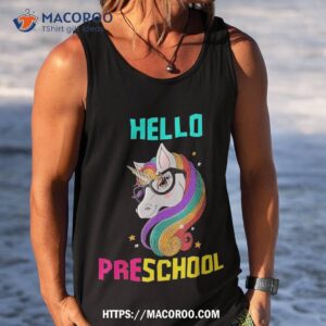 back to school unicorn hello kid first day of preschool girl shirt tank top