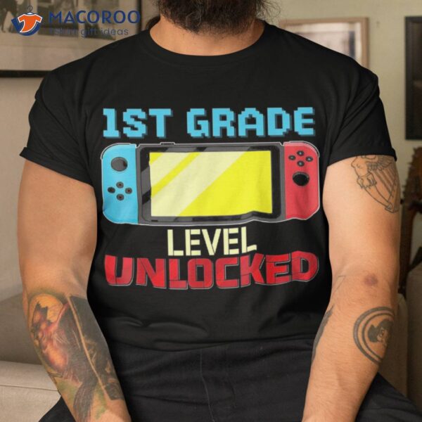 Back To School Video Gamer 1st Grade Level Unlocked Boys Kid Shirt