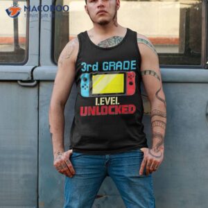 back to school video gamer 3rd grade level unlocked boys kid shirt tank top 2