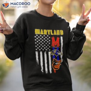 baltimore orioles baltimore ravens maryland terrapins logo usa flag shirt sweatshirt 2