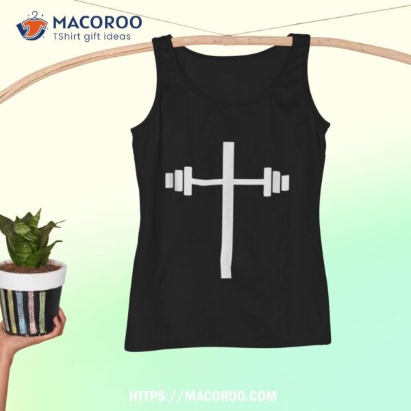 Barbell Dumbbell Cross Christian Jesus Gym Workout Lifting Shirt