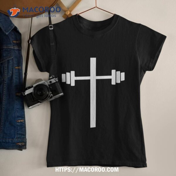 Barbell Dumbbell Cross Christian Jesus Gym Workout Lifting Shirt