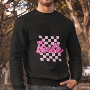 barbie barbie logo checkered background shirt sweatshirt