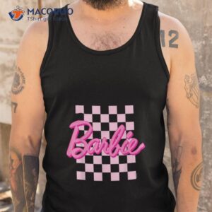 barbie barbie logo checkered background shirt tank top
