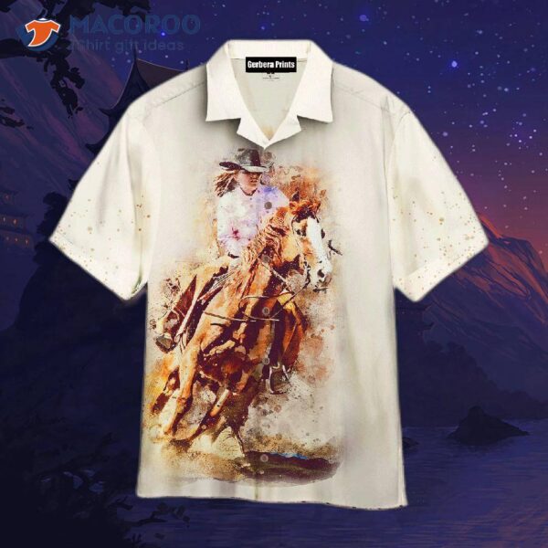 Barrel Racing White Hawaiian Shirts