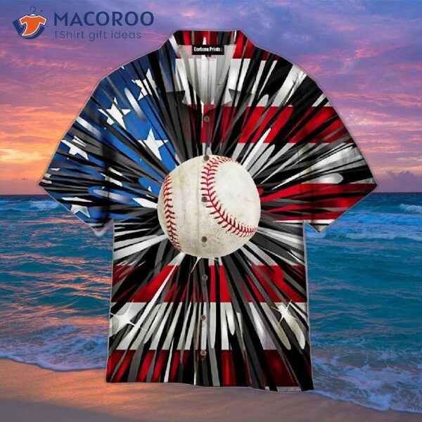 Baseball American Flag Hawaiian-style Shirts