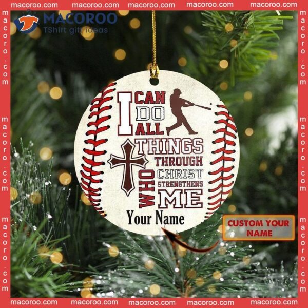 Baseball Car Customized Name Christmas Ceramic Ornament