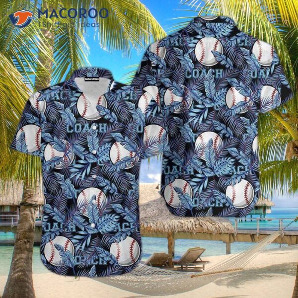 Baseball Coach’s Blue Leaf Hawaiian Shirts