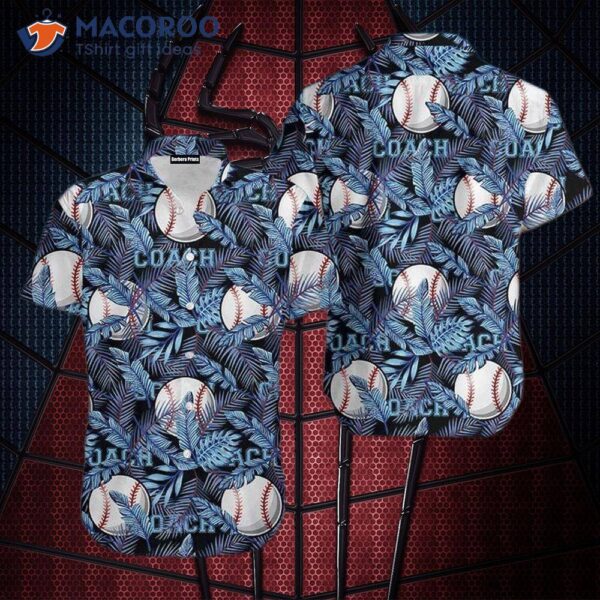 Baseball Coach’s Blue Leaf Hawaiian Shirts