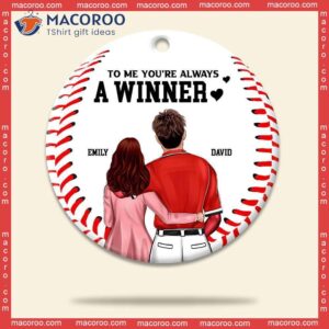 Baseball Couple’s “you’re Always A Winner” Custom Name Christmas Ceramic Ornament