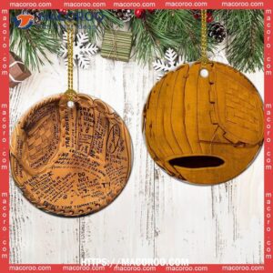 Baseball Glove Code Circle Ceramic Ornament, Basketball Christmas Ornaments