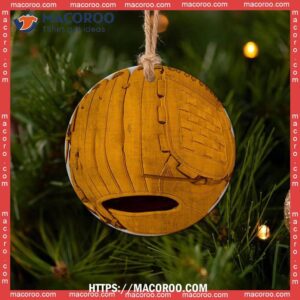 baseball glove code circle ceramic ornament basketball christmas ornaments 3