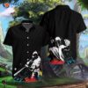 Baseball Player Silhouettes On Black Hawaiian Shirts