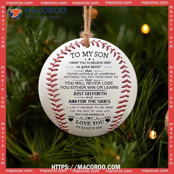 Baseball To My Son Circle Ceramic Ornament, Diy Basketball Ornaments