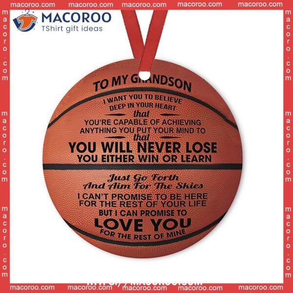 Basketball Grandson You Never Lose Circle Ceramic Ornament, Nba Christmas Ornaments