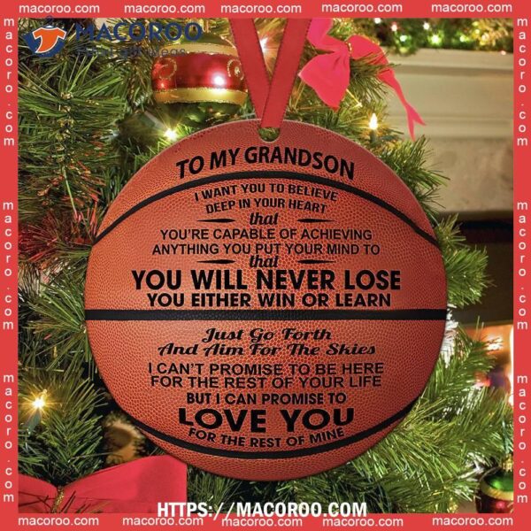 Basketball Grandson You Never Lose Circle Ceramic Ornament, Nba Christmas Ornaments