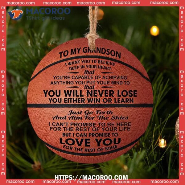 Basketball Grandson You Never Lose Circle Ceramic Ornament, Nba Christmas Ornaments