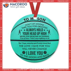 basketball to my son circle ceramic ornament personalized basketball ornaments 0