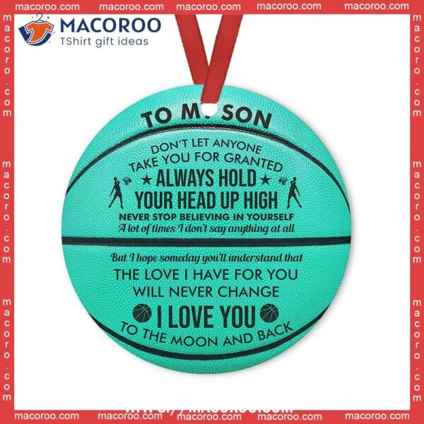 Basketball To My Son Circle Ceramic Ornament, Personalized Basketball Ornaments