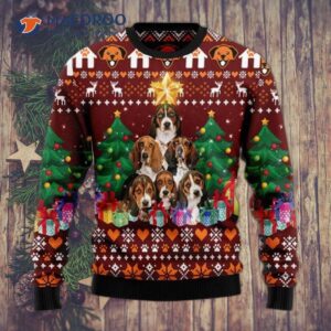 Basset Hound And Pine Tree Ugly Christmas Sweater