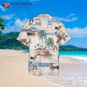 Basset Hound Summer Beach White Hawaiian Shirts