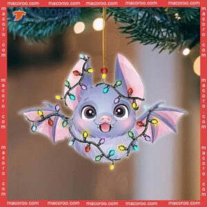 Bat-shaped Custom Flat Hanging Christmas Light Acrylic Ornament