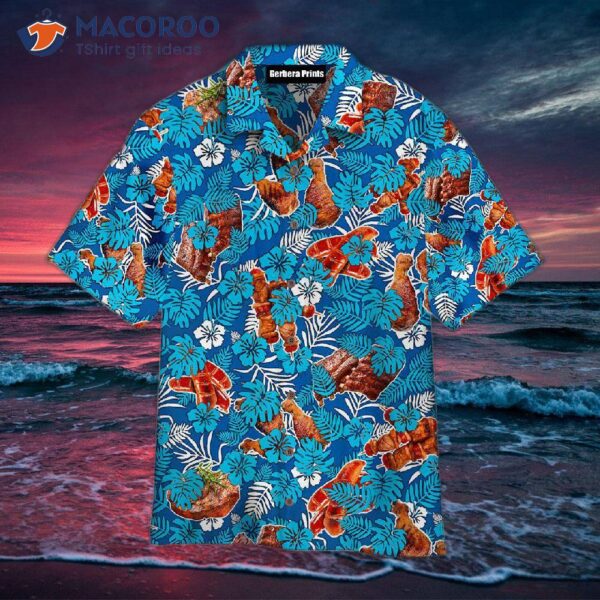 Bbq Lovers Blue Floral Hawaiian Shirts