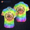 Be Kind And Tie-dye Blue, Green, Yellow Hawaiian Shirts