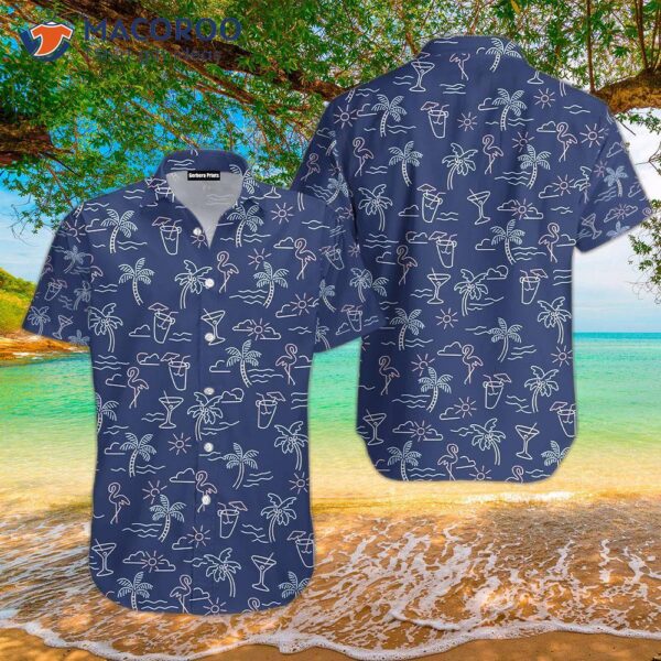 Beach Party Tropical Flamingo Blue Pattern Hawaiian Shirts