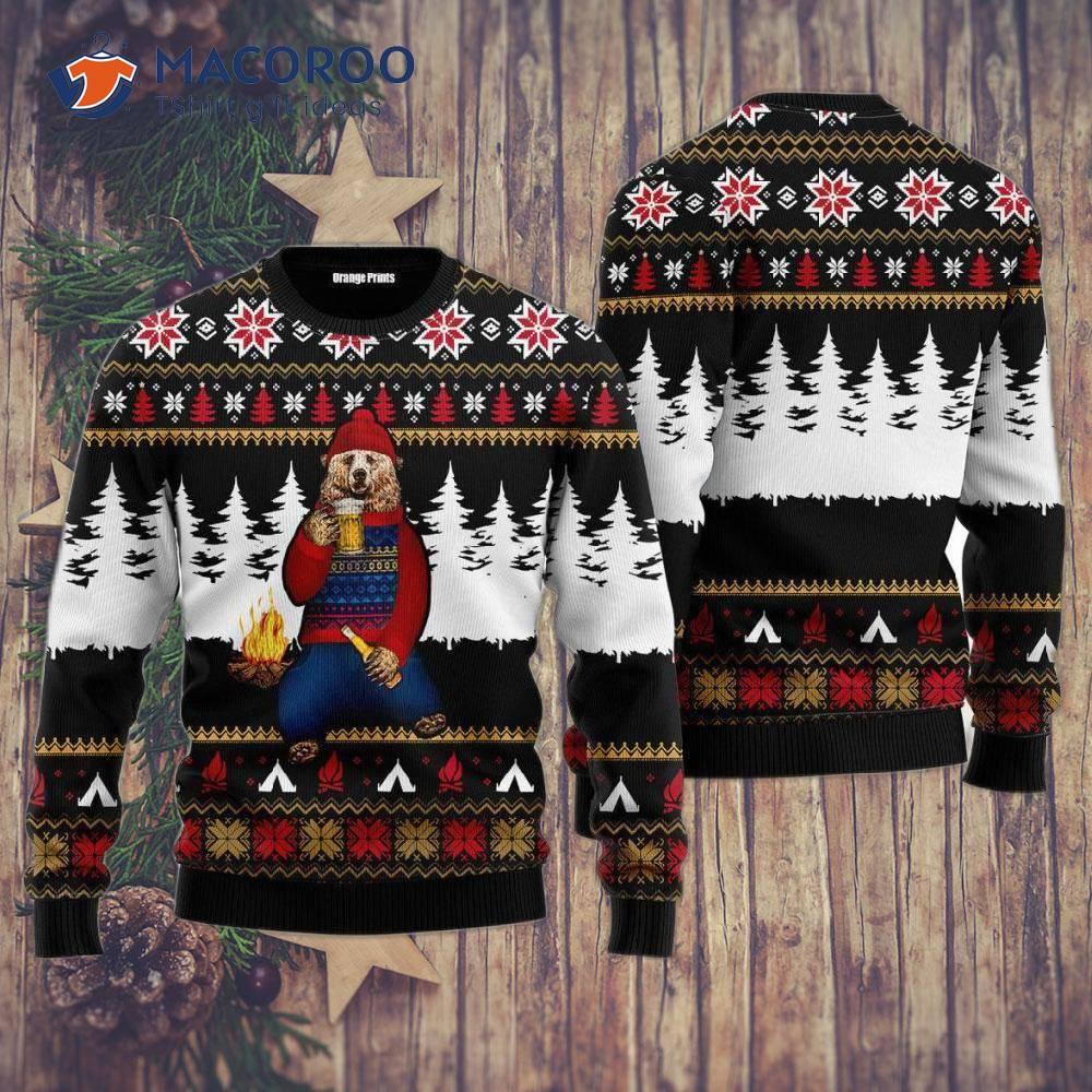 Bear Campfire Ugly Christmas Sweater 1 Bear Campfire Ugly Christmas Sweater