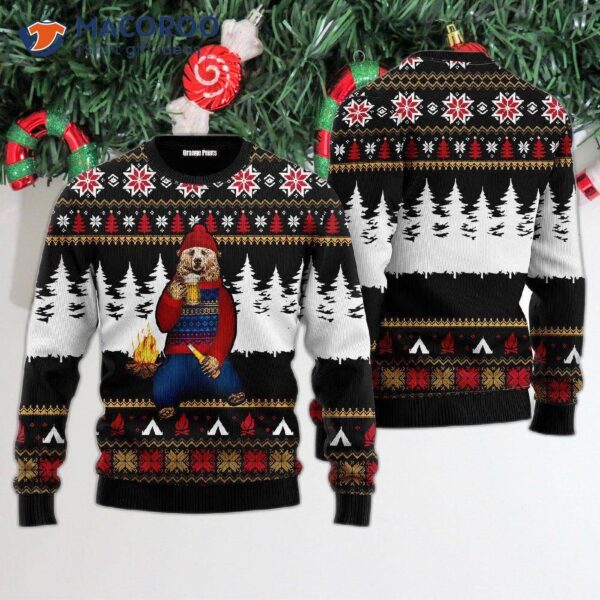 Bear Campfire Ugly Christmas Sweater