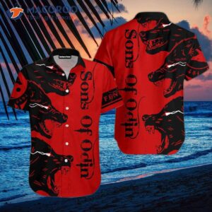 Bear Son Of Odin Viking Red And Black Hawaiian Shirts