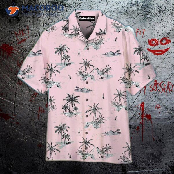 Beautiful Hawaiian Shirts With A Seamless Pink Island Pattern