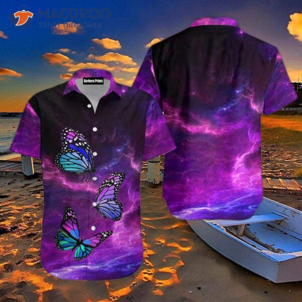 Beautiful Purple Hawaiian Butterfly Shirts