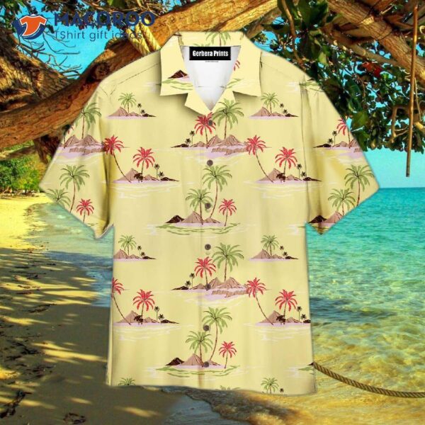 Beautiful Tropical Island And Yellow Hawaiian Shirts