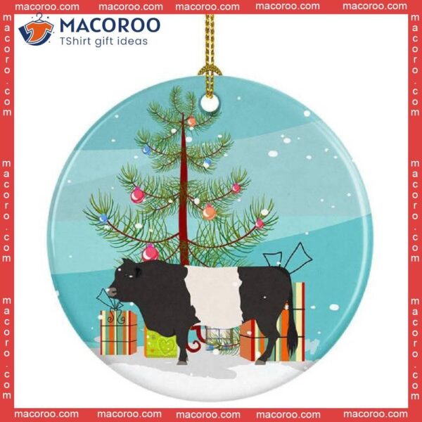 Belted Galloway Cow Christmas Ceramic Ornament