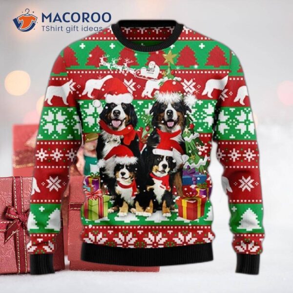 Bernese Mountain Dog Family Ugly Christmas Sweater