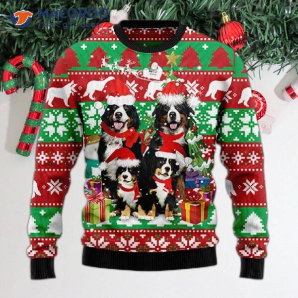 Bernese Mountain Dog Family Ugly Christmas Sweater