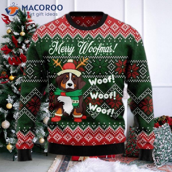 Bernese Mountain Dog Woofmas Ugly Christmas Sweater