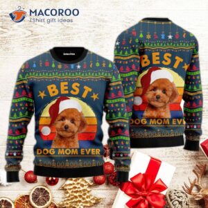 “best Poodle Dog Mom Ever” Ugly Christmas Sweater
