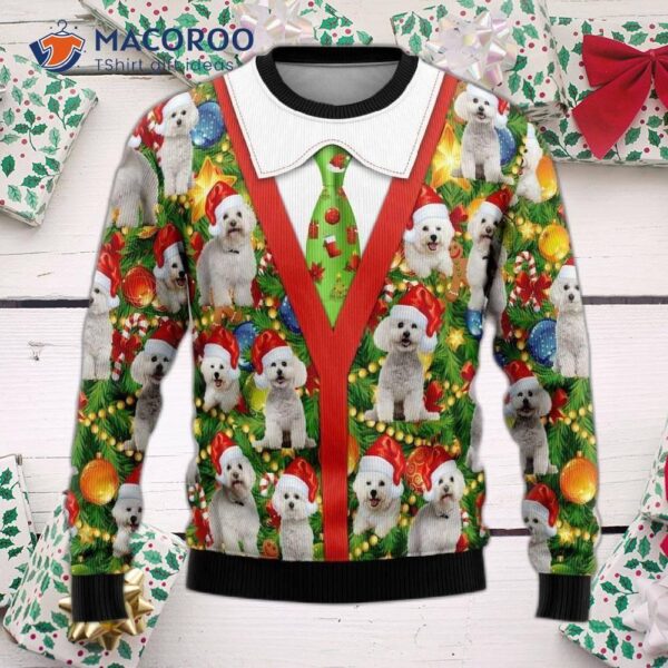 Bichon Christmas Pine Ugly Sweater