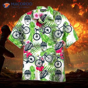 Bicycle-printed Tropical Palm Leaf Pattern Hawaiian Shirts
