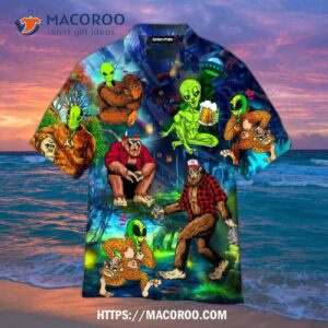 Bigfoot And Alien Hawaiian Shirt