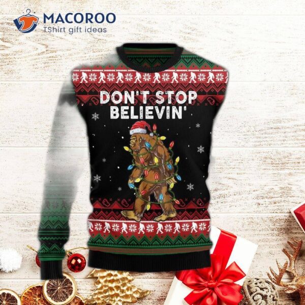 Bigfoot Don’t Stop Believing Ugly Christmas Sweater